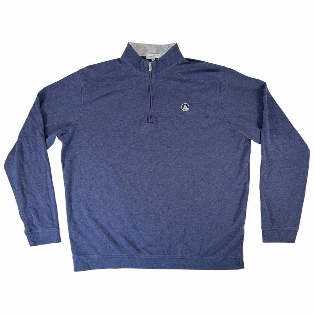 Peter Millar Pullover Sweater Mens XL 1/4 Zip Interlock Comfort Navy Prep